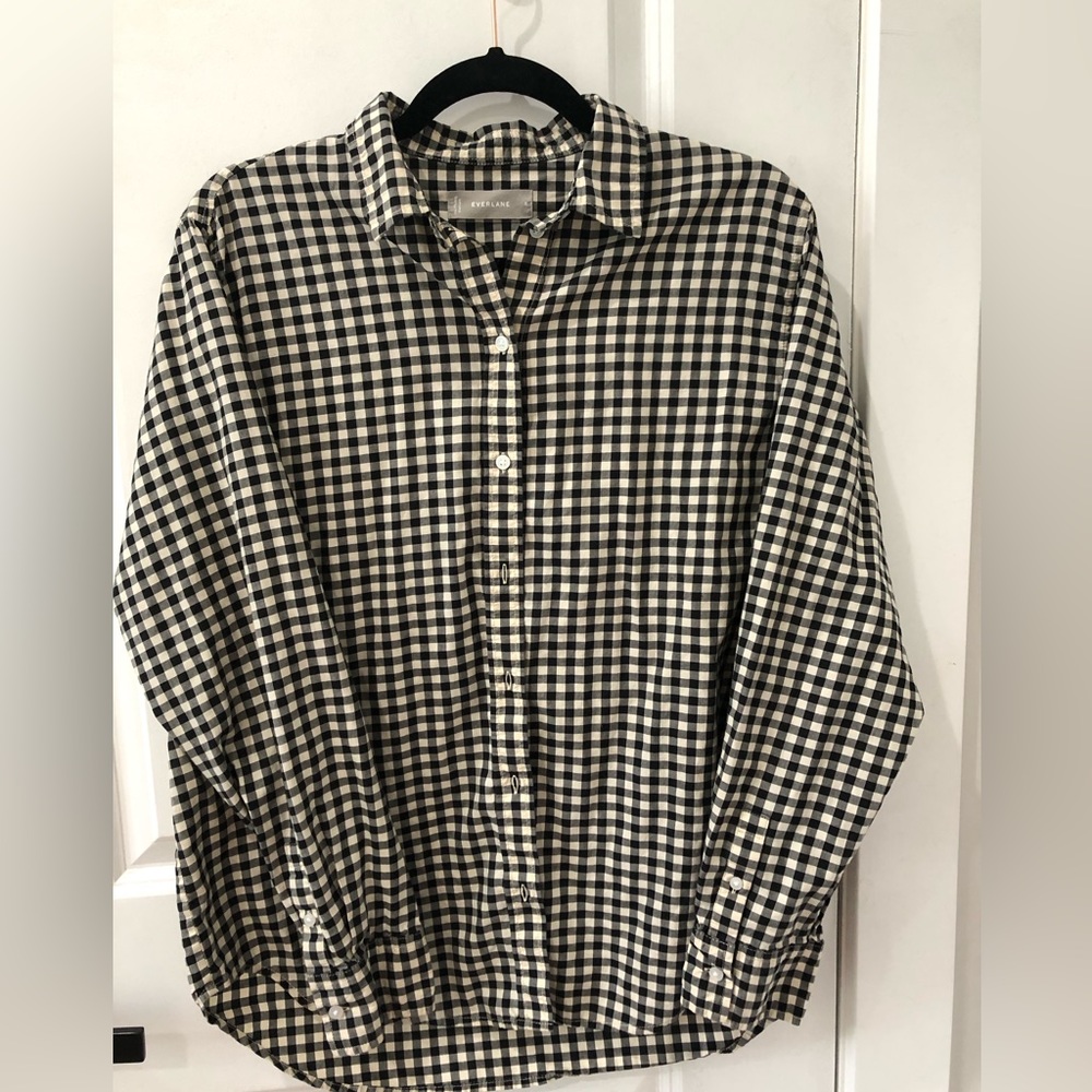 Everlane Black and White Gingham Button-Down Shirt